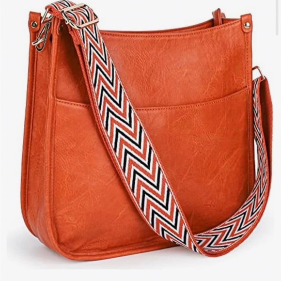 Stylish Orange Women's Bag with Adjustable Patterned Guitar Strap - Picture 1 of 2